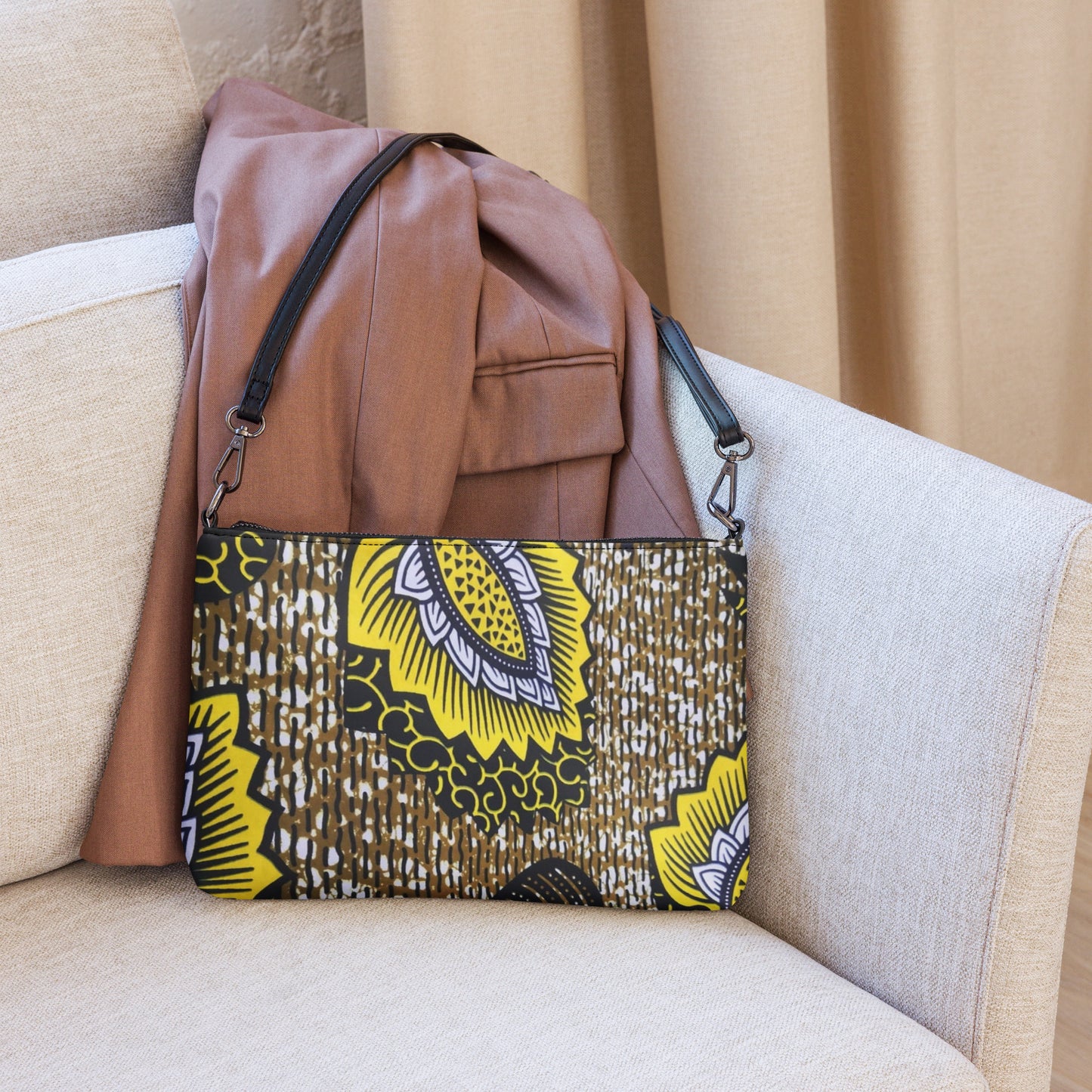 Yellow Brown Ankara Crossbody Bag