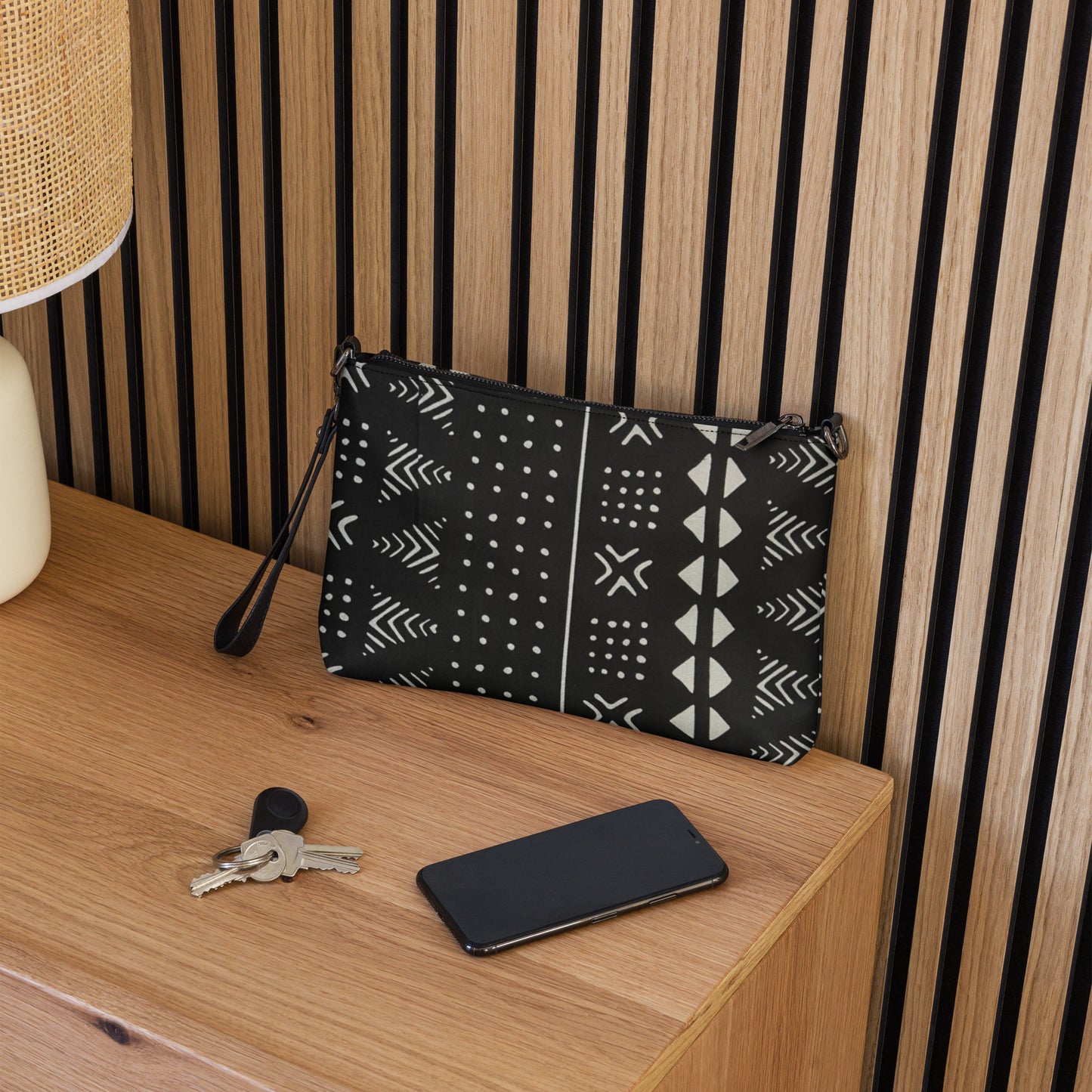 Black & White African Print Ankara Crossbody Bag
