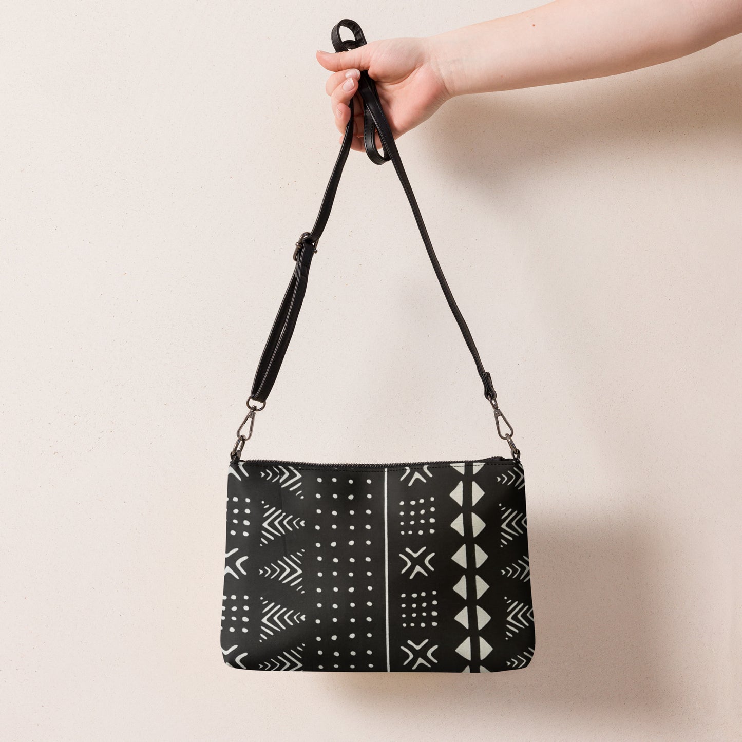 Black & White African Print Ankara Crossbody Bag