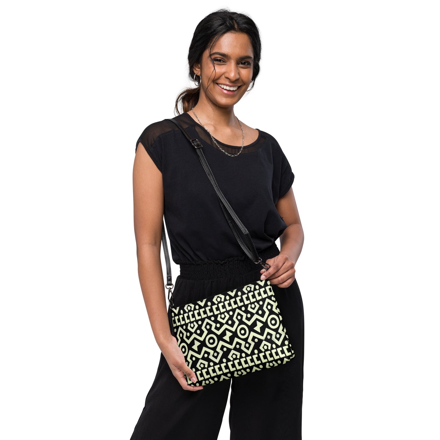 Black & Cream Bogolan Ankara Crossbody Bag