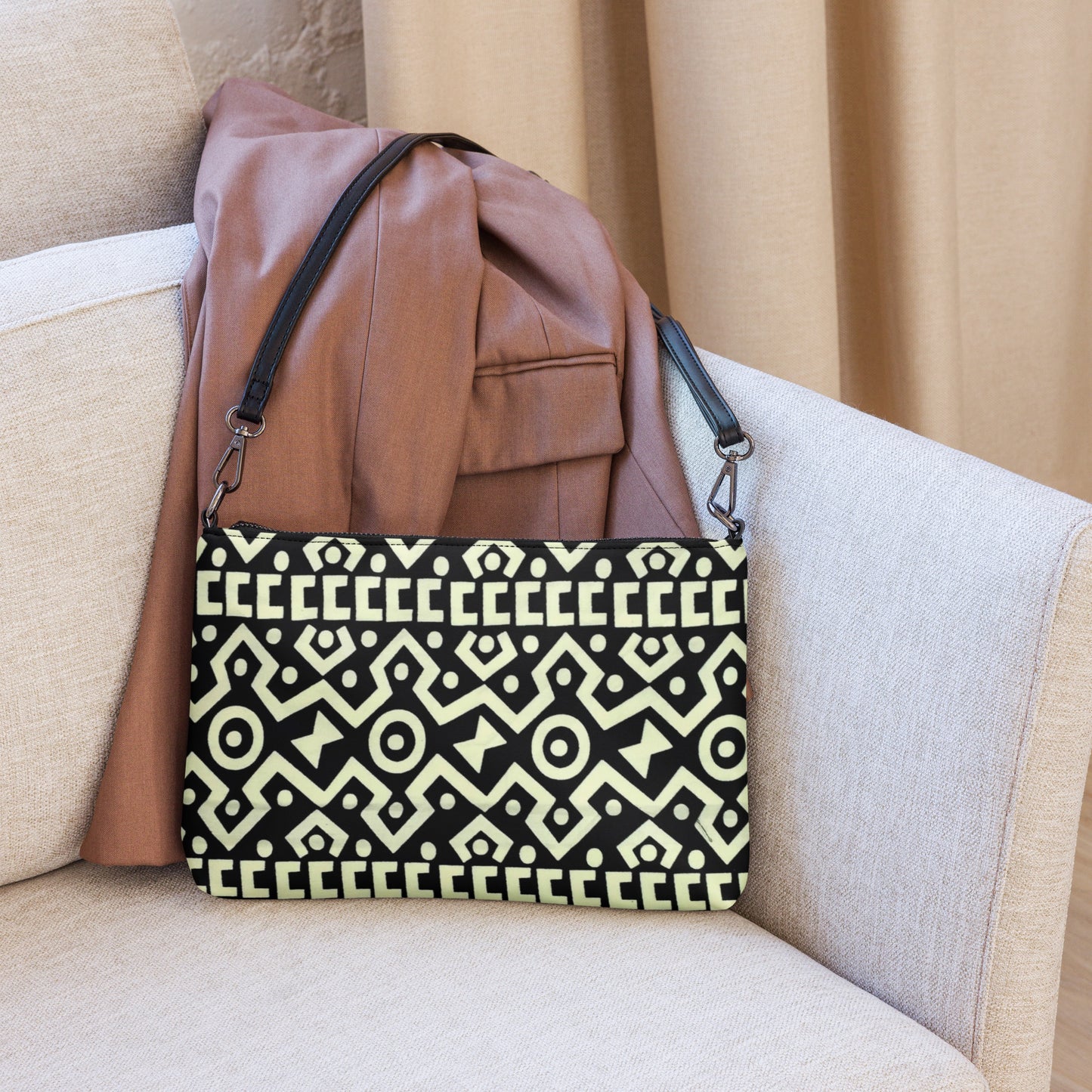 Black & Cream Bogolan Ankara Crossbody Bag