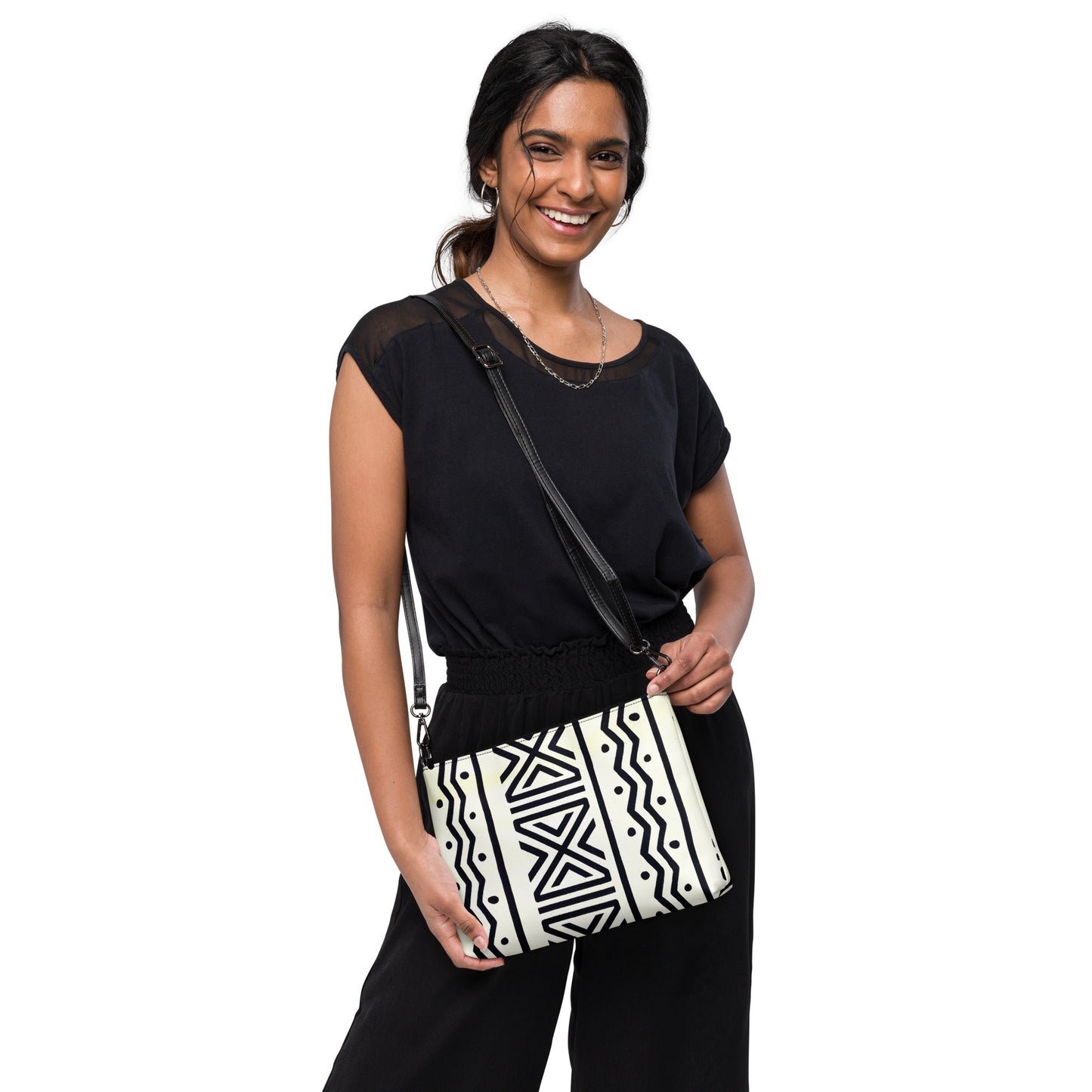 Black & White Bogolan Ankara Crossbody Bag