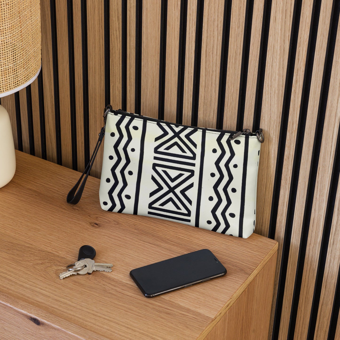Black & White Bogolan Ankara Crossbody Bag