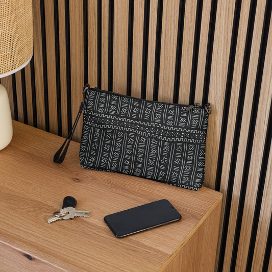 Black White Bogolan African Print Ankara Crossbody Bag