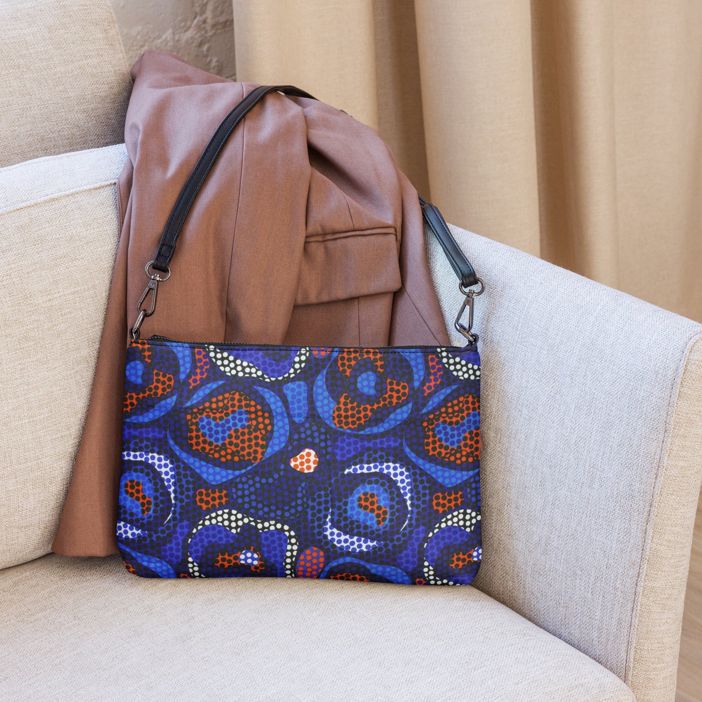 Blue & Orange Abstract Ankara Crossbody Bag