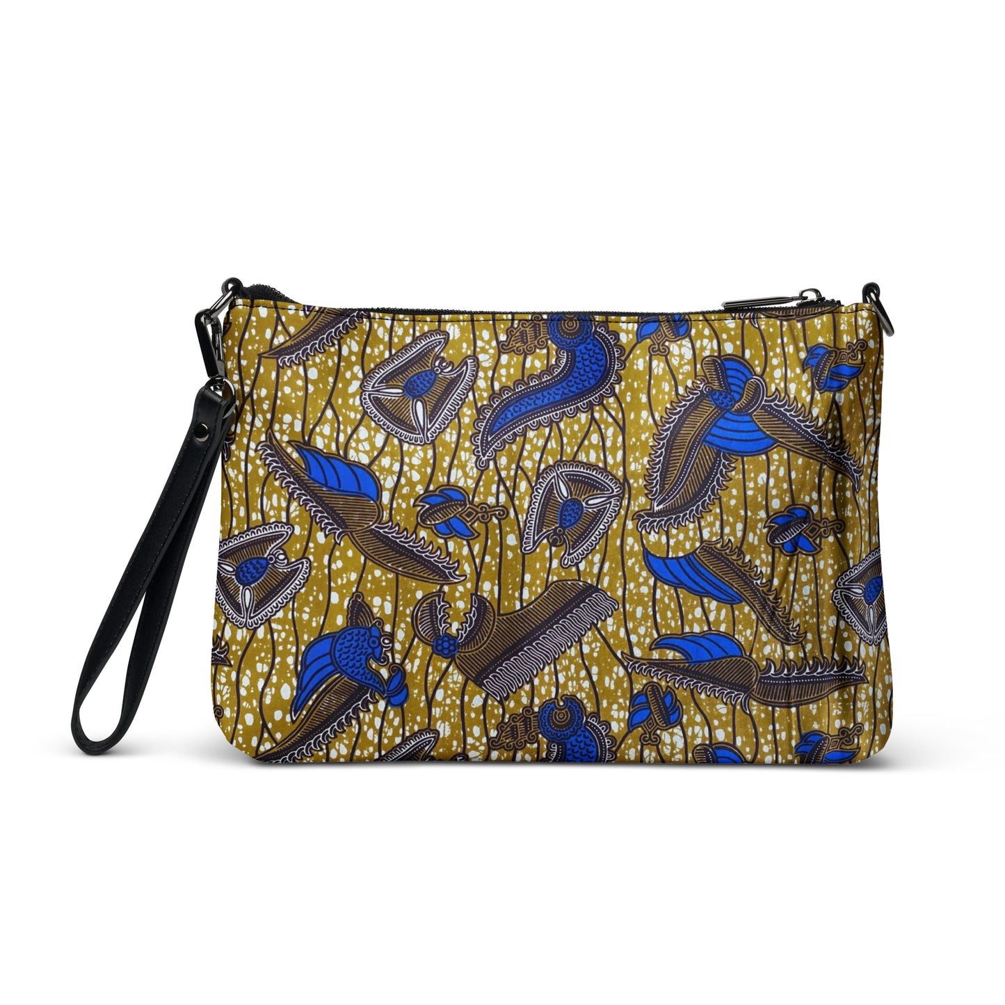 Blue Brown Abstract Ankara Crossbody Bag