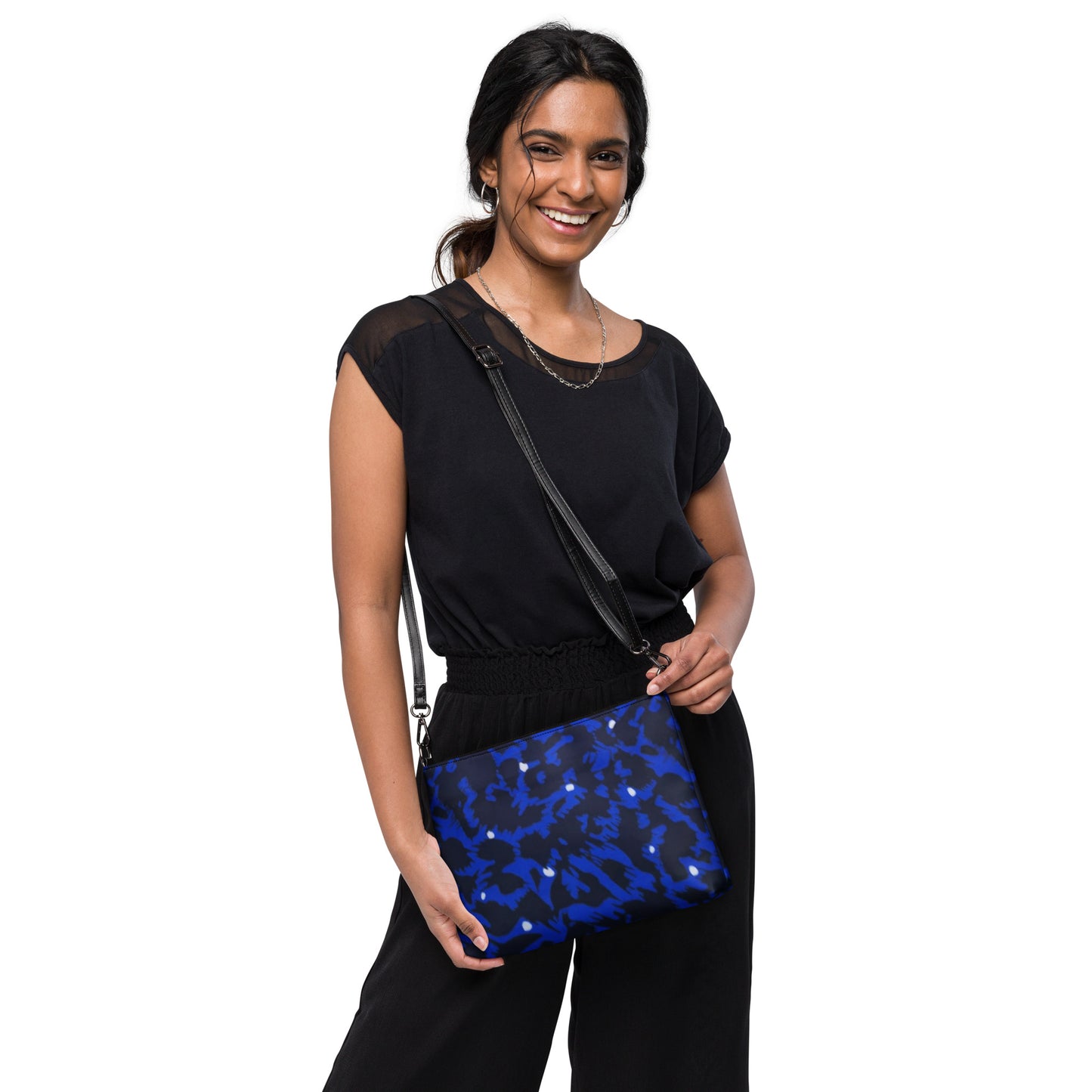 Blue Leopard Ankara Crossbody Bag