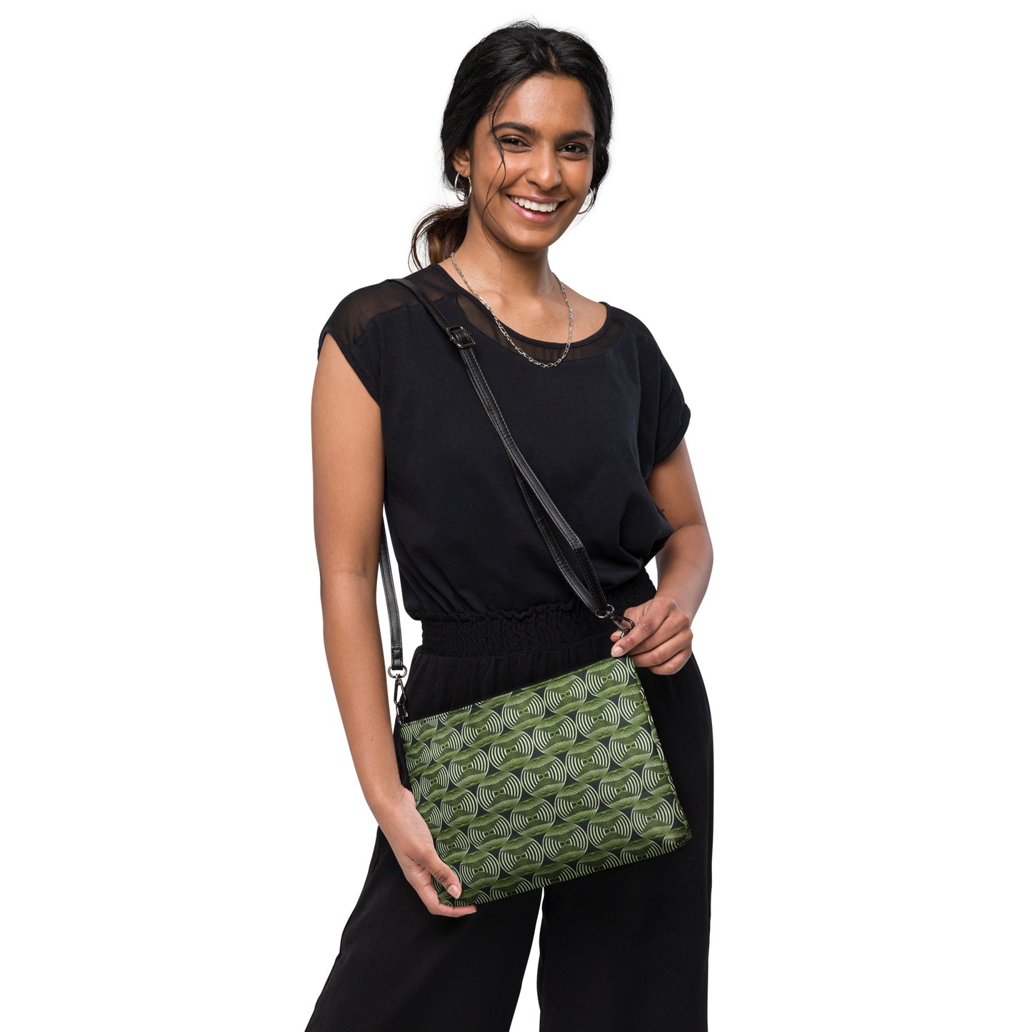 Bottle Green Abstract Ankara Crossbody Bag