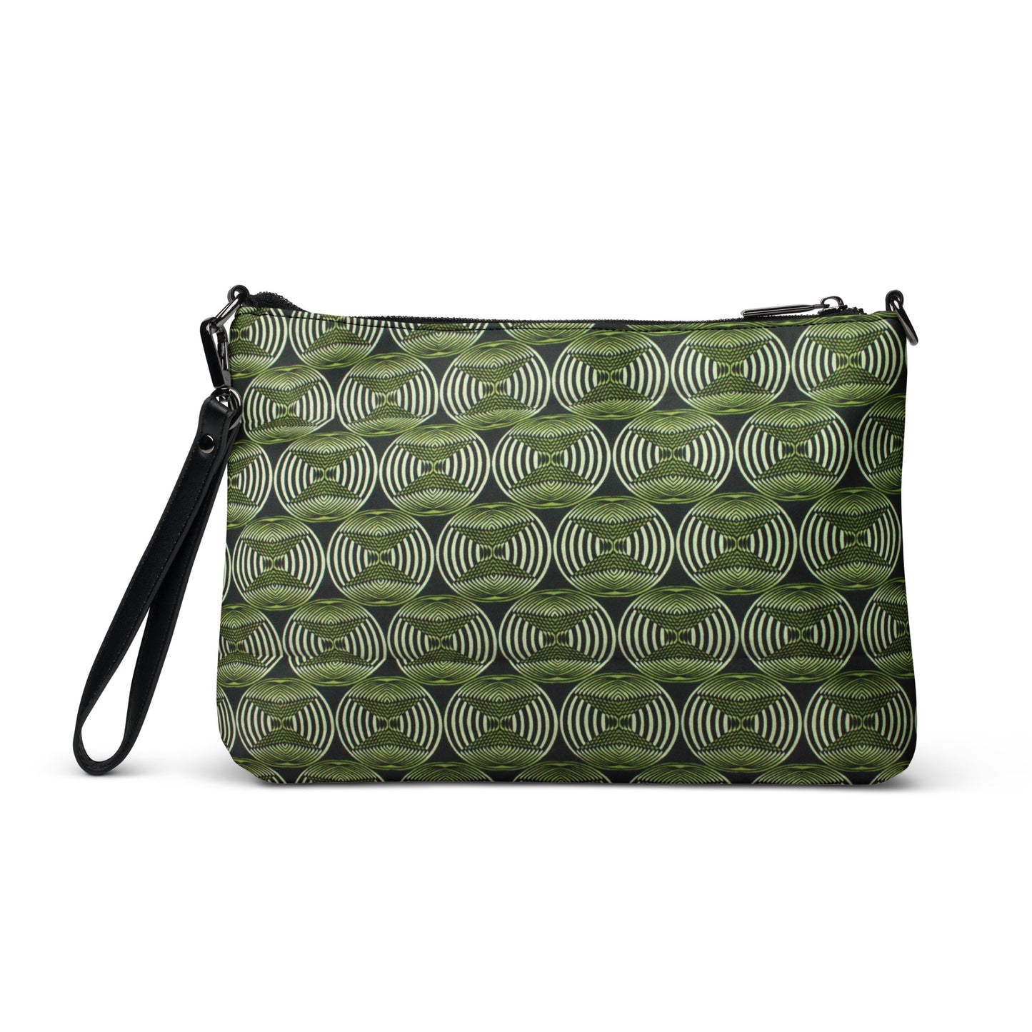 Bottle Green Abstract Ankara Crossbody Bag