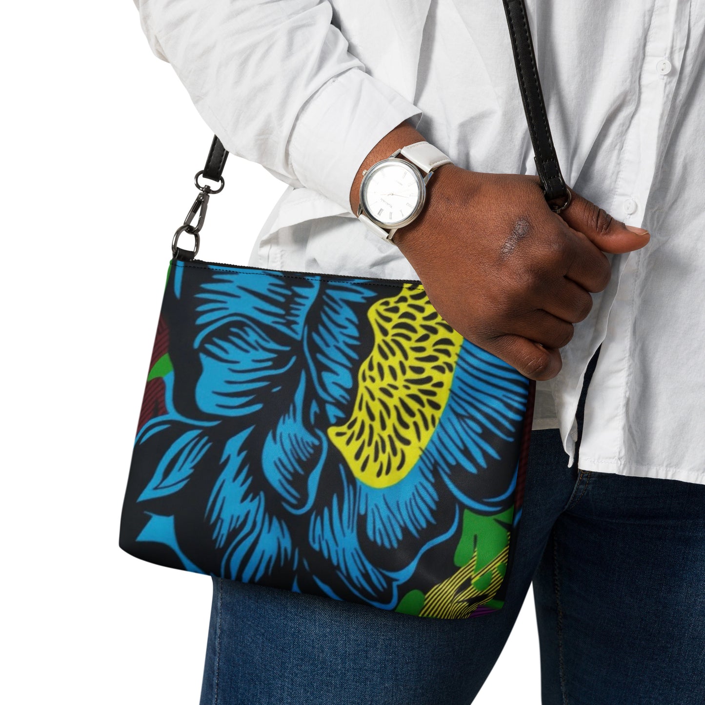 Bright Floral Ankara Crossbody Bag