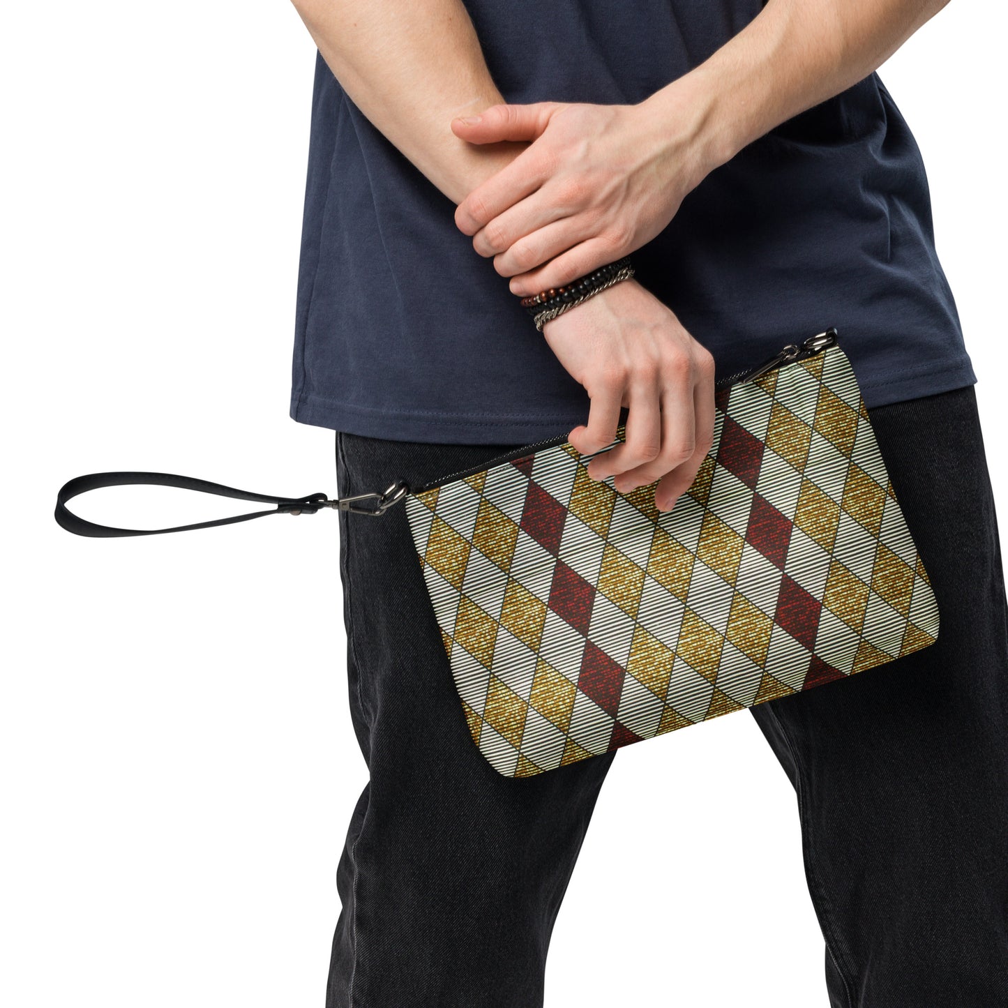 Burgundy & Gold Diamond Ankara Crossbody Bag