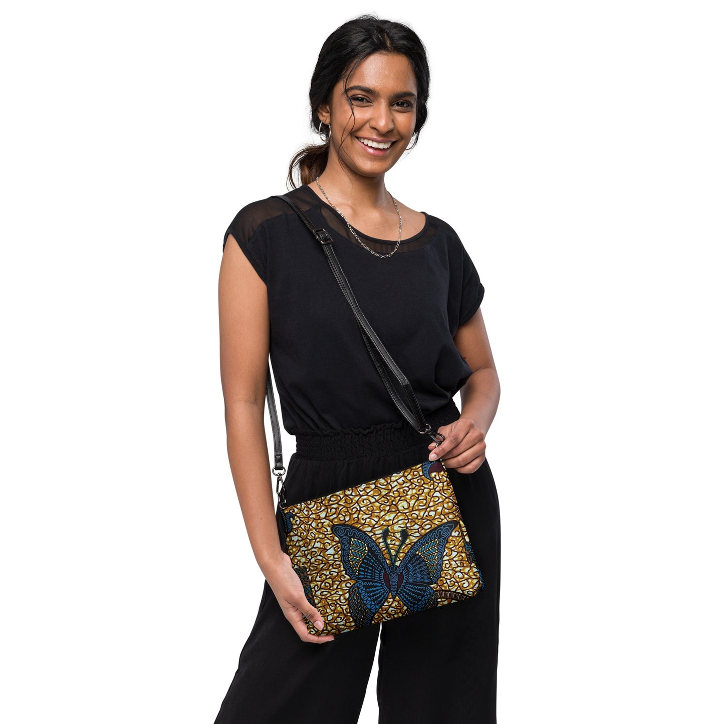 Butterfly Brown Ankara Crossbody Bag