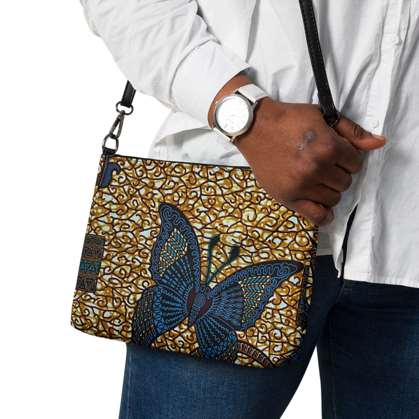 Butterfly Brown Ankara Crossbody Bag