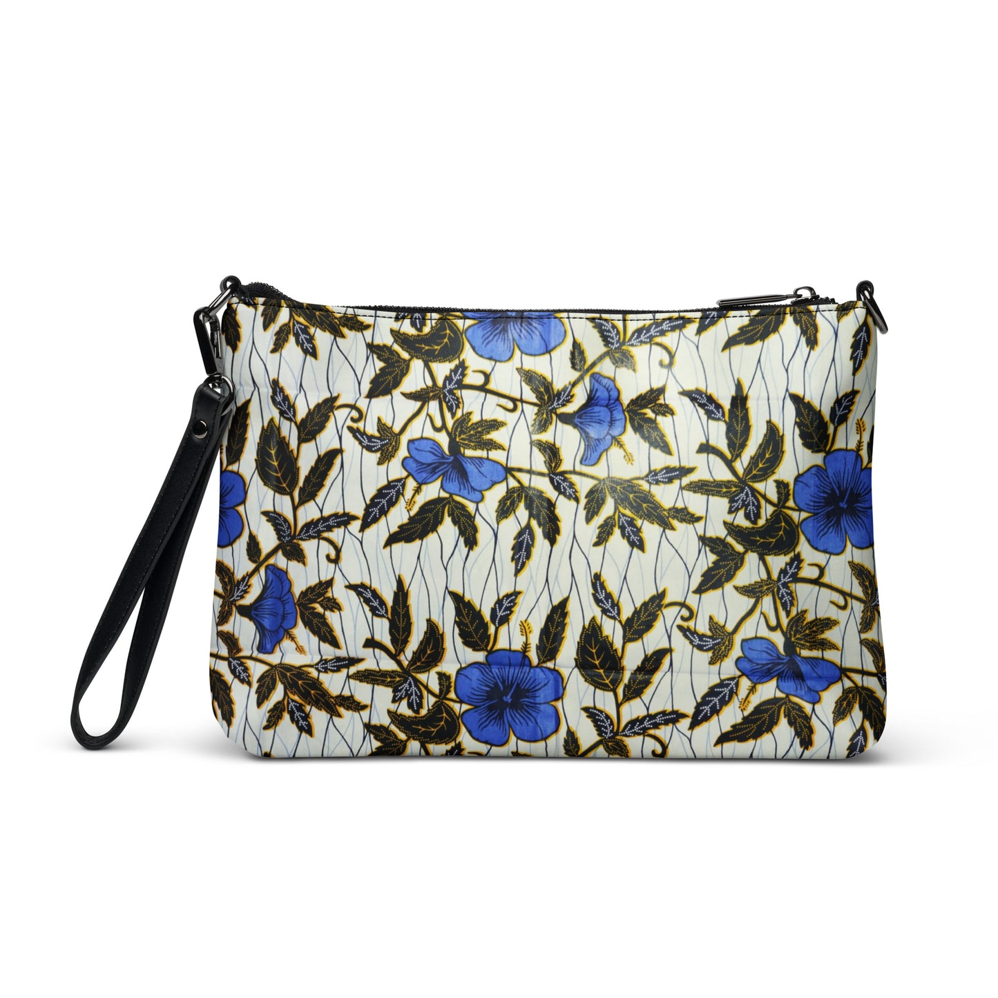 Cornflower Blue Leafy Ankara Crossbody Bag