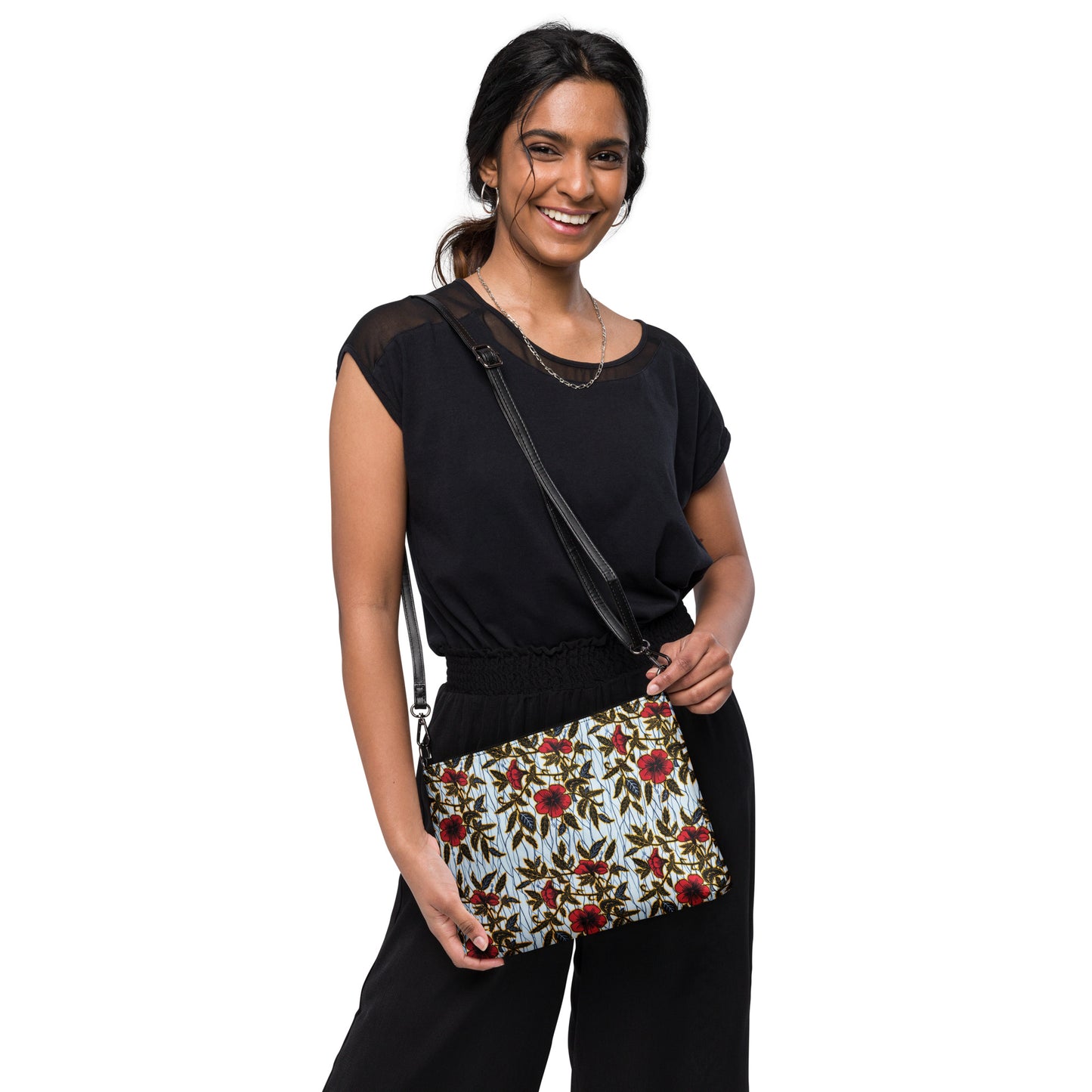 Hibiscus & Leaves Ankara Crossbody Bag