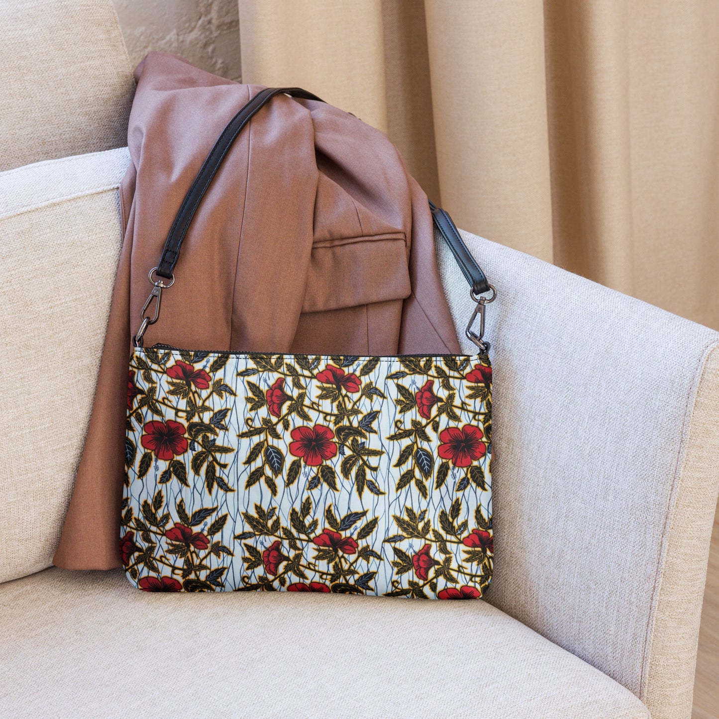 Hibiscus & Leaves Ankara Crossbody Bag