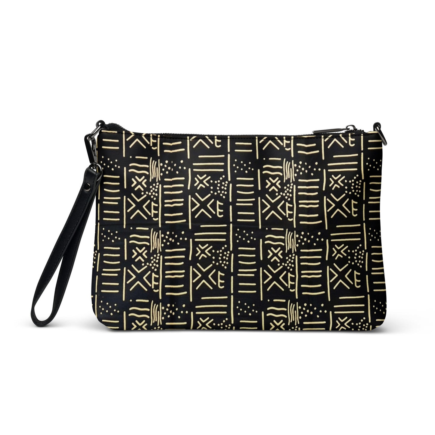 Cream & Black African Print Ankara Crossbody Bag