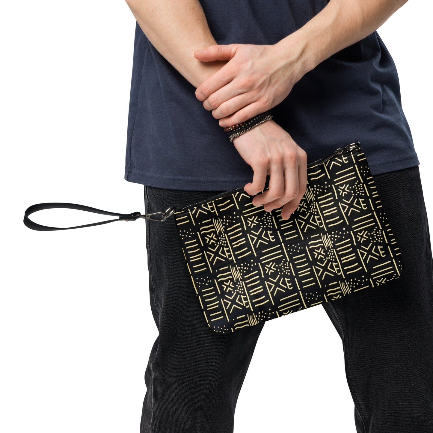 Cream & Black African Print Ankara Crossbody Bag