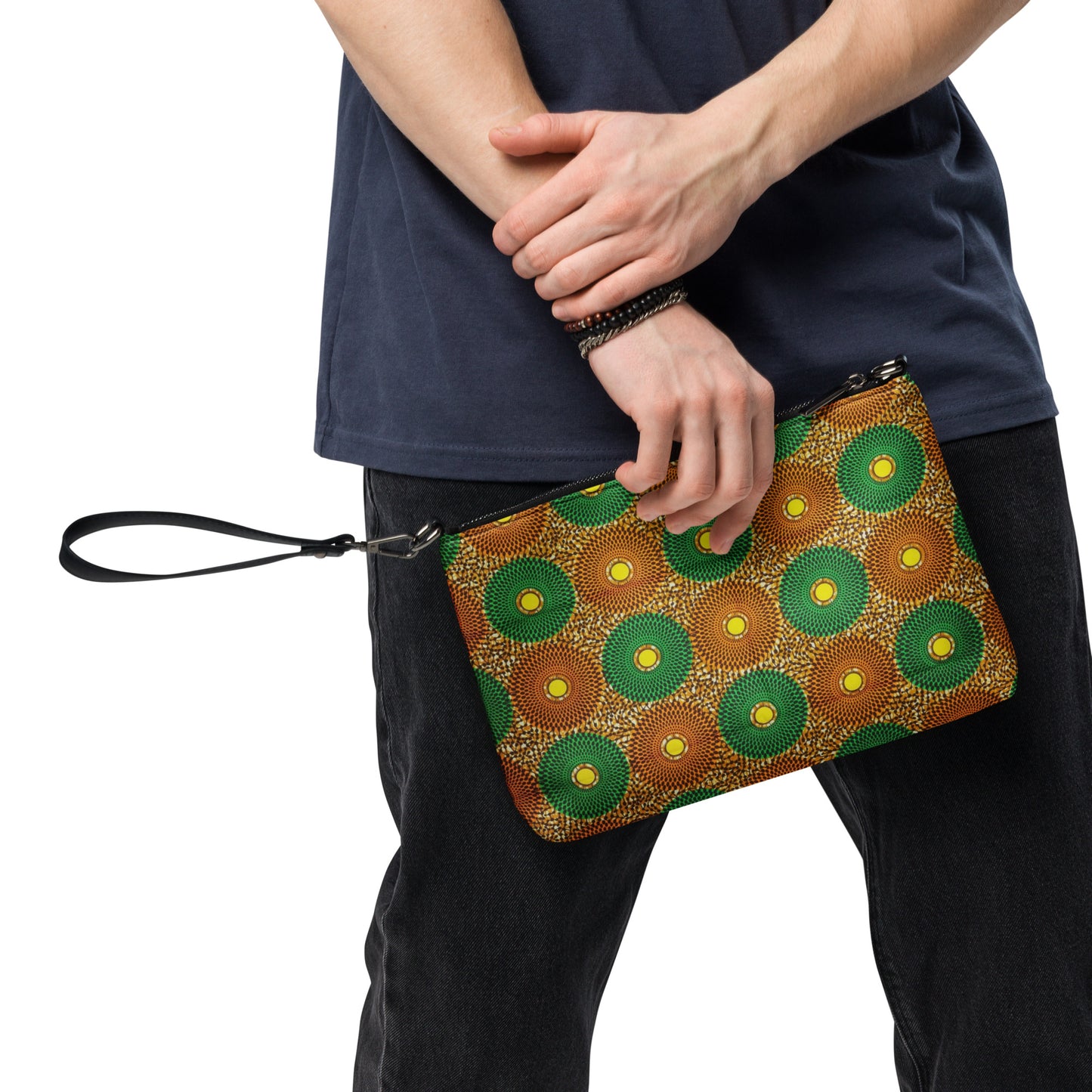 Green & Peach Mandela Ankara Crossbody Bag