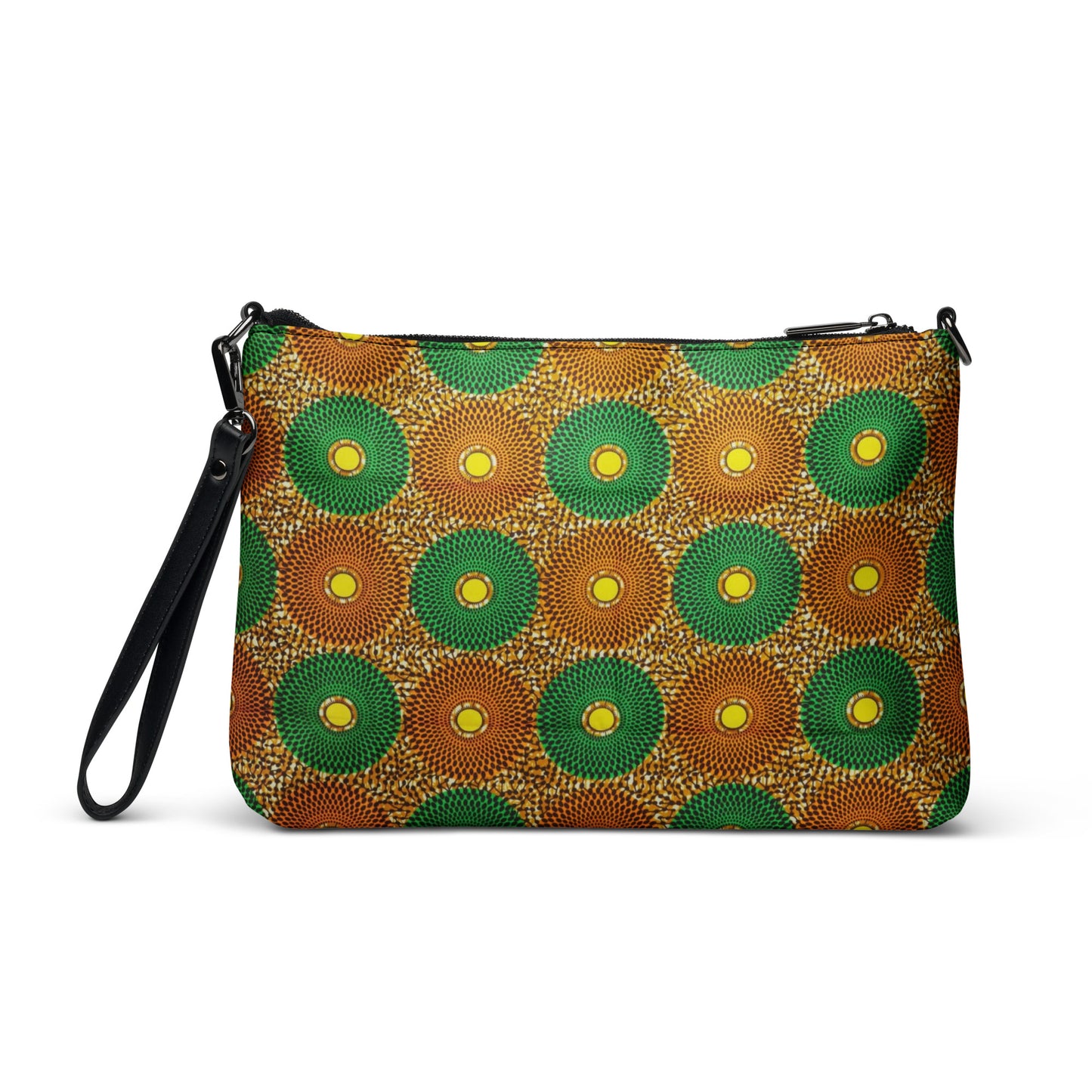 Green & Peach Mandela Ankara Crossbody Bag