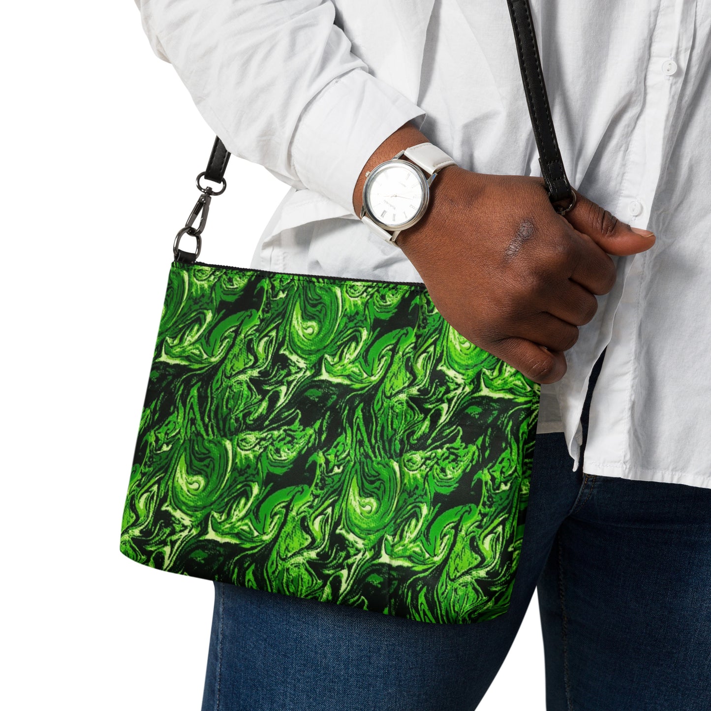 Green Abstract Ankara Crossbody Bag