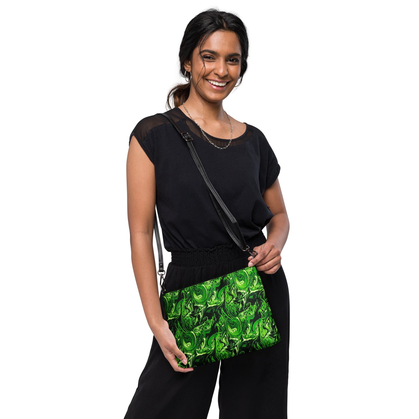 Green Abstract Ankara Crossbody Bag