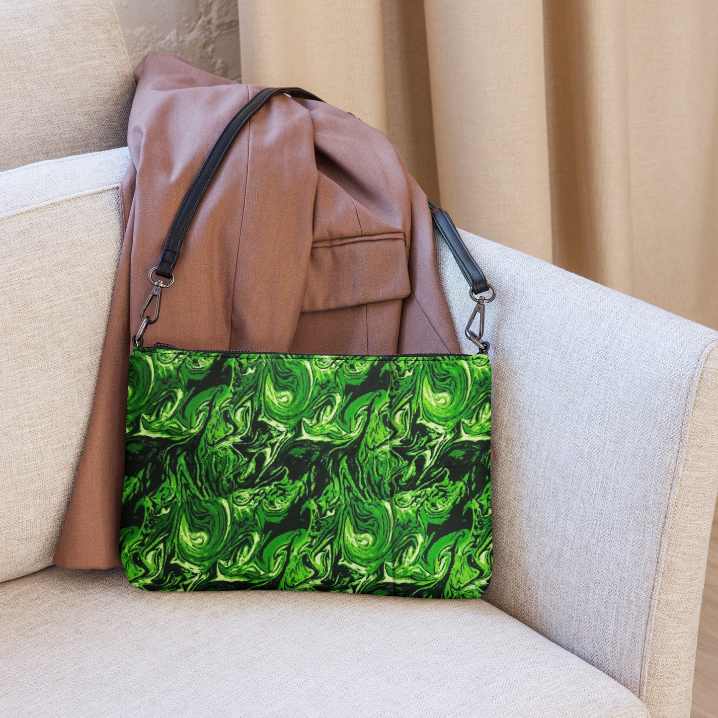 Green Abstract Ankara Crossbody Bag