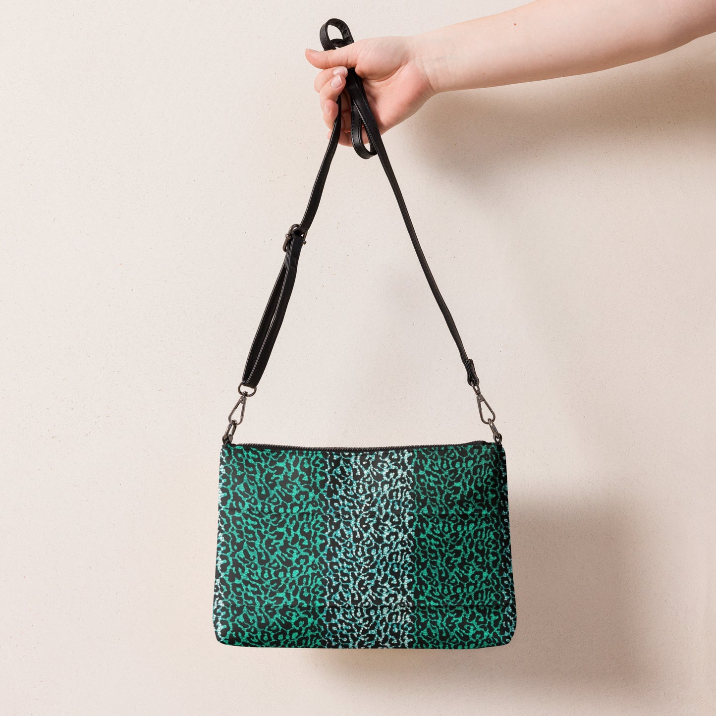 Green Leopard Ankara Crossbody Bag