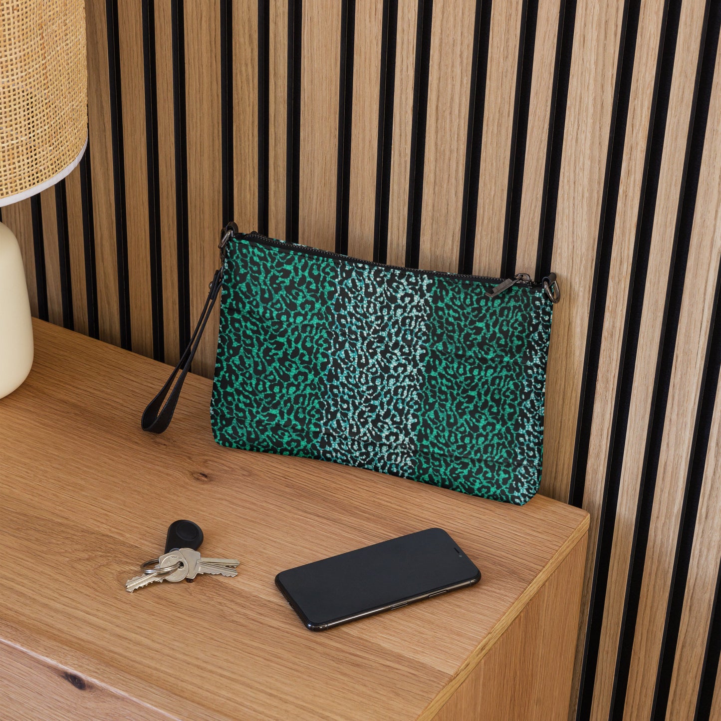 Green Leopard Ankara Crossbody Bag