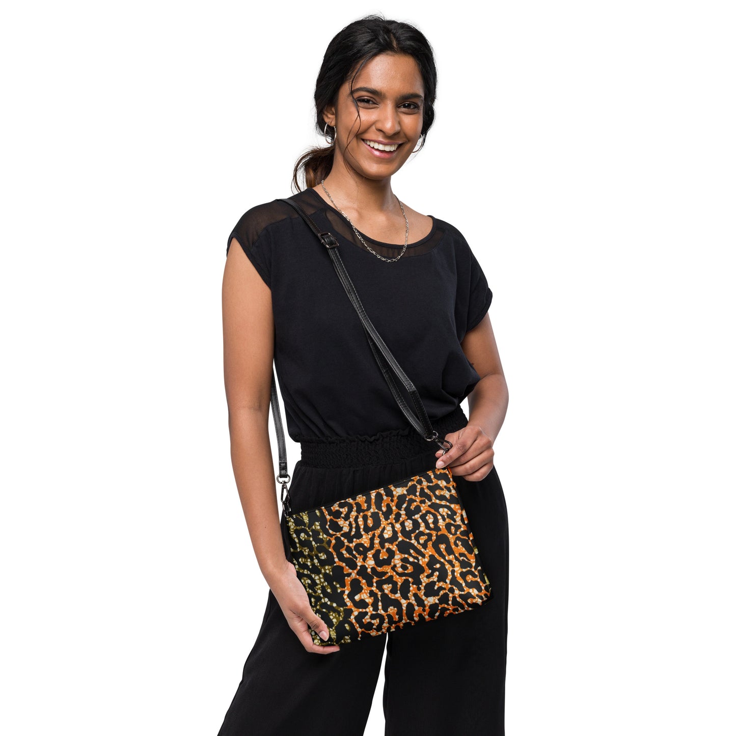 Green Orange Leopard Ankara Crossbody Bag