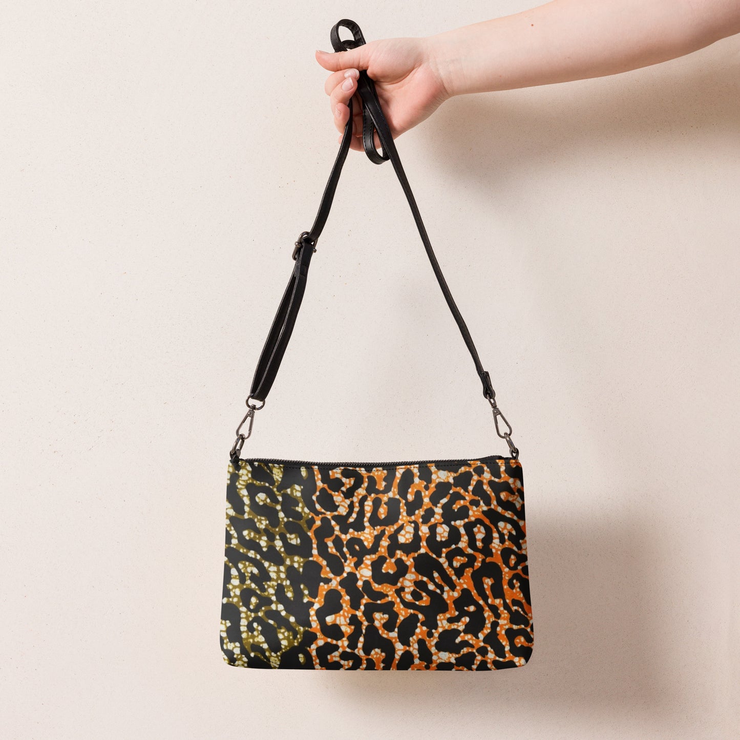 Green Orange Leopard Ankara Crossbody Bag