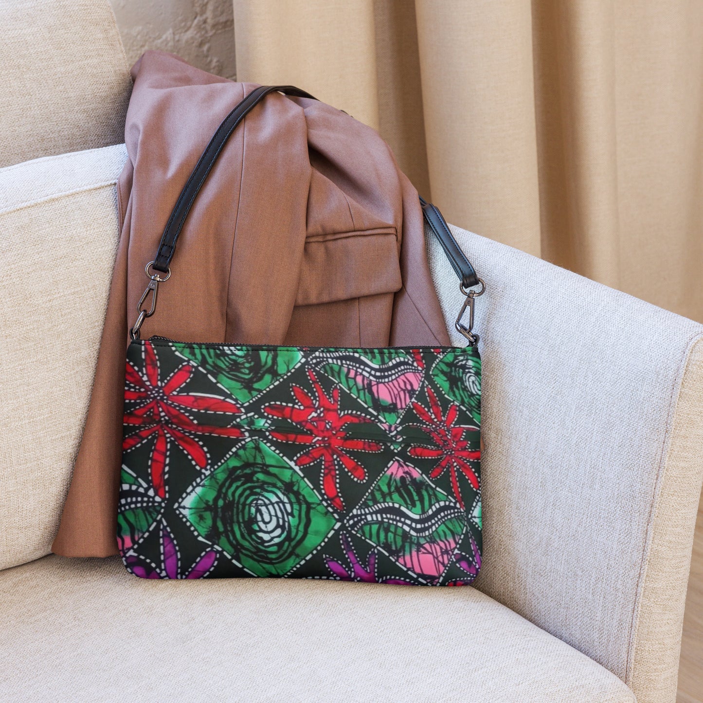 Green Red Purple Ankara Crossbody Bag