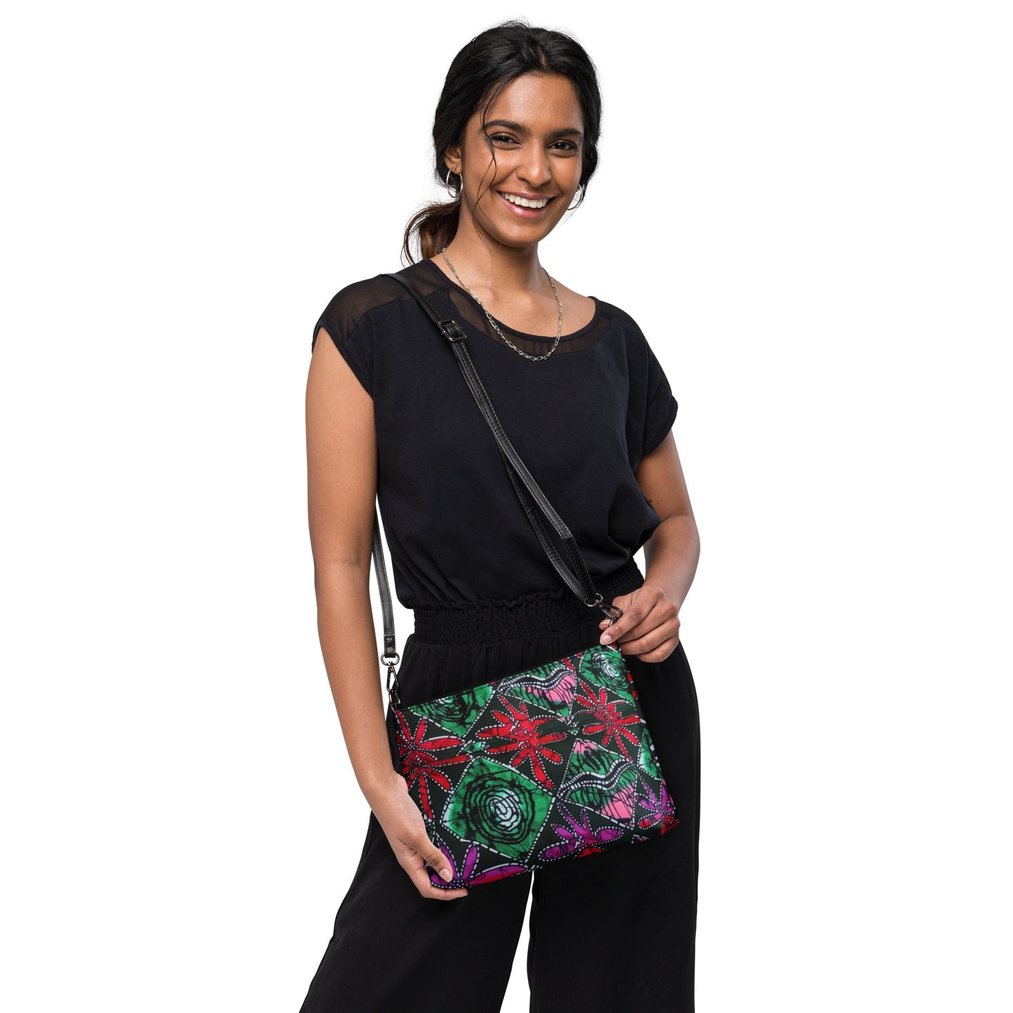 Green Red Purple Ankara Crossbody Bag