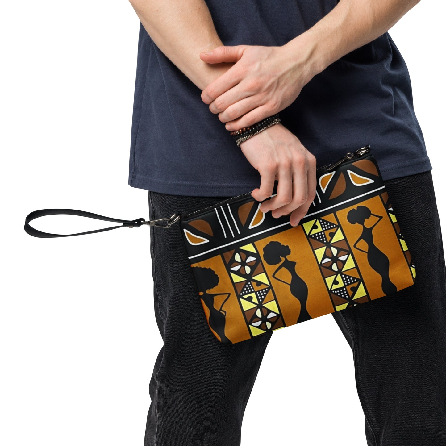 Ladies Black Brown Ankara Crossbody Bag