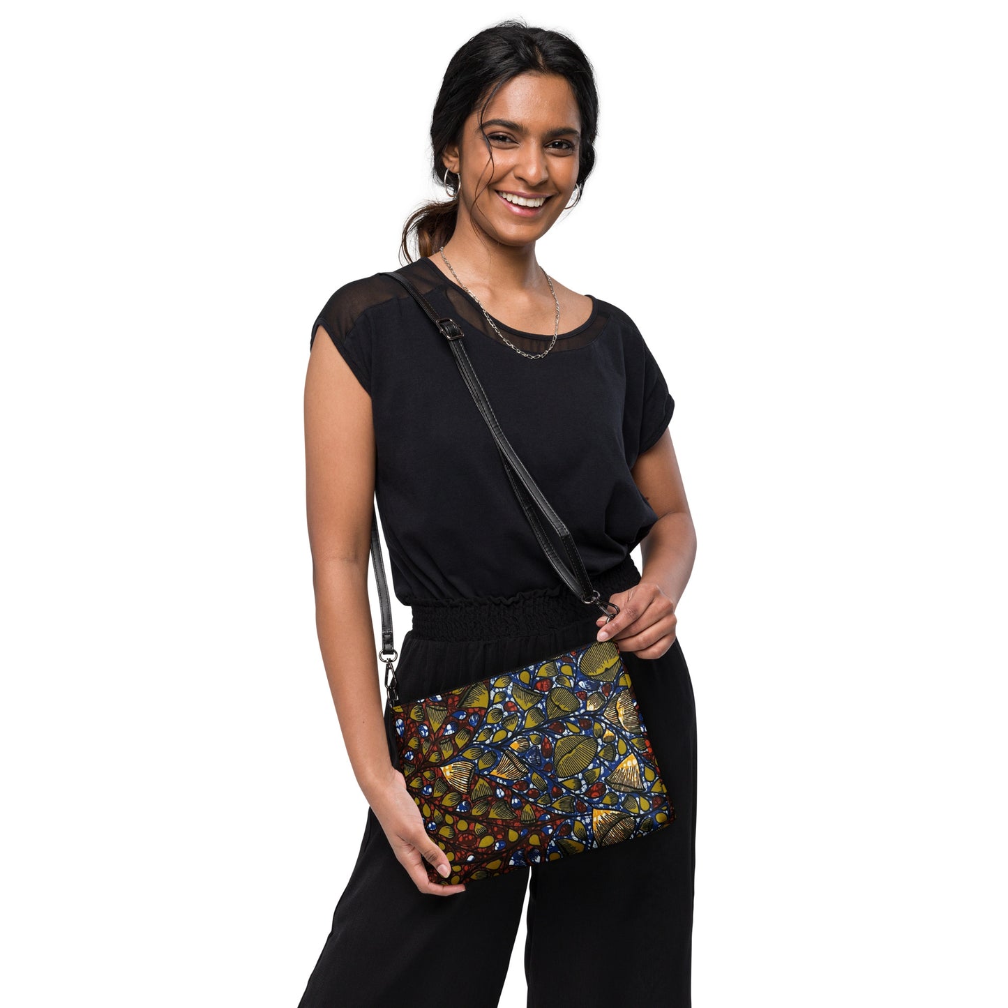 Leafy Abstract Ankara Crossbody Bag