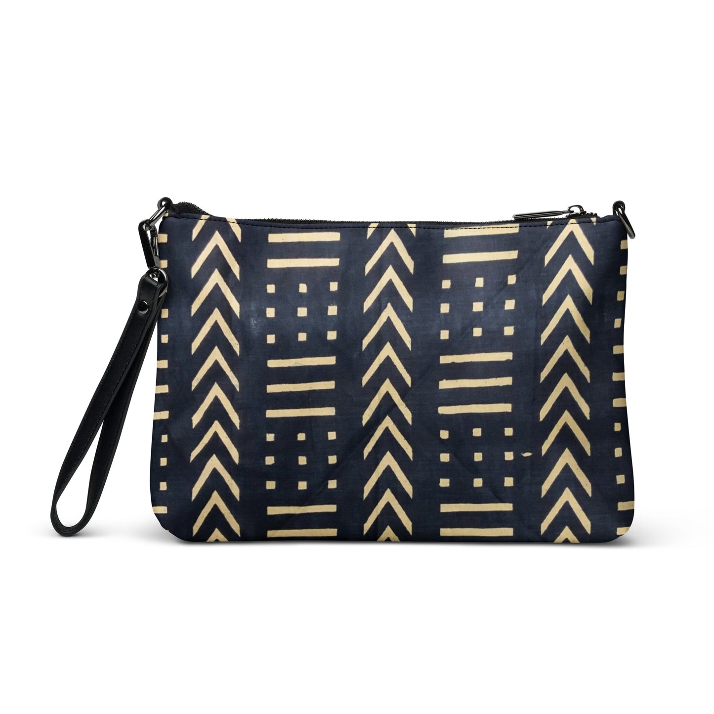 Light Brown & Black Bogolan Ankara Crossbody Bag