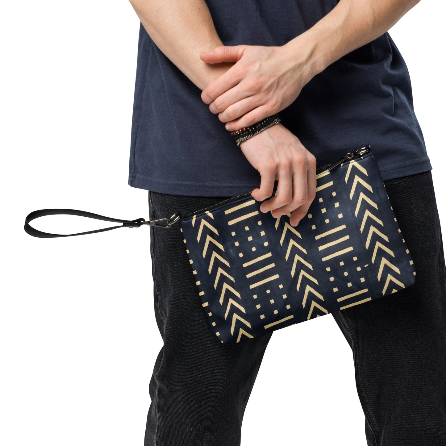 Light Brown & Black Bogolan Ankara Crossbody Bag