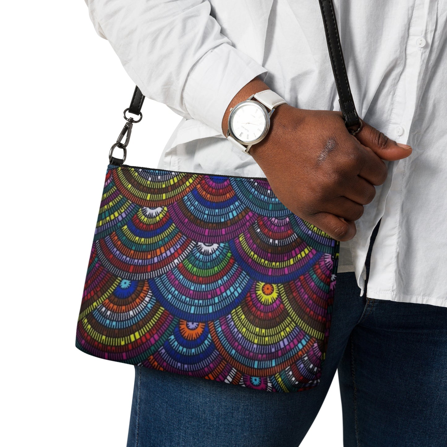 Multicolour Half Circle Ankara Crossbody Bag