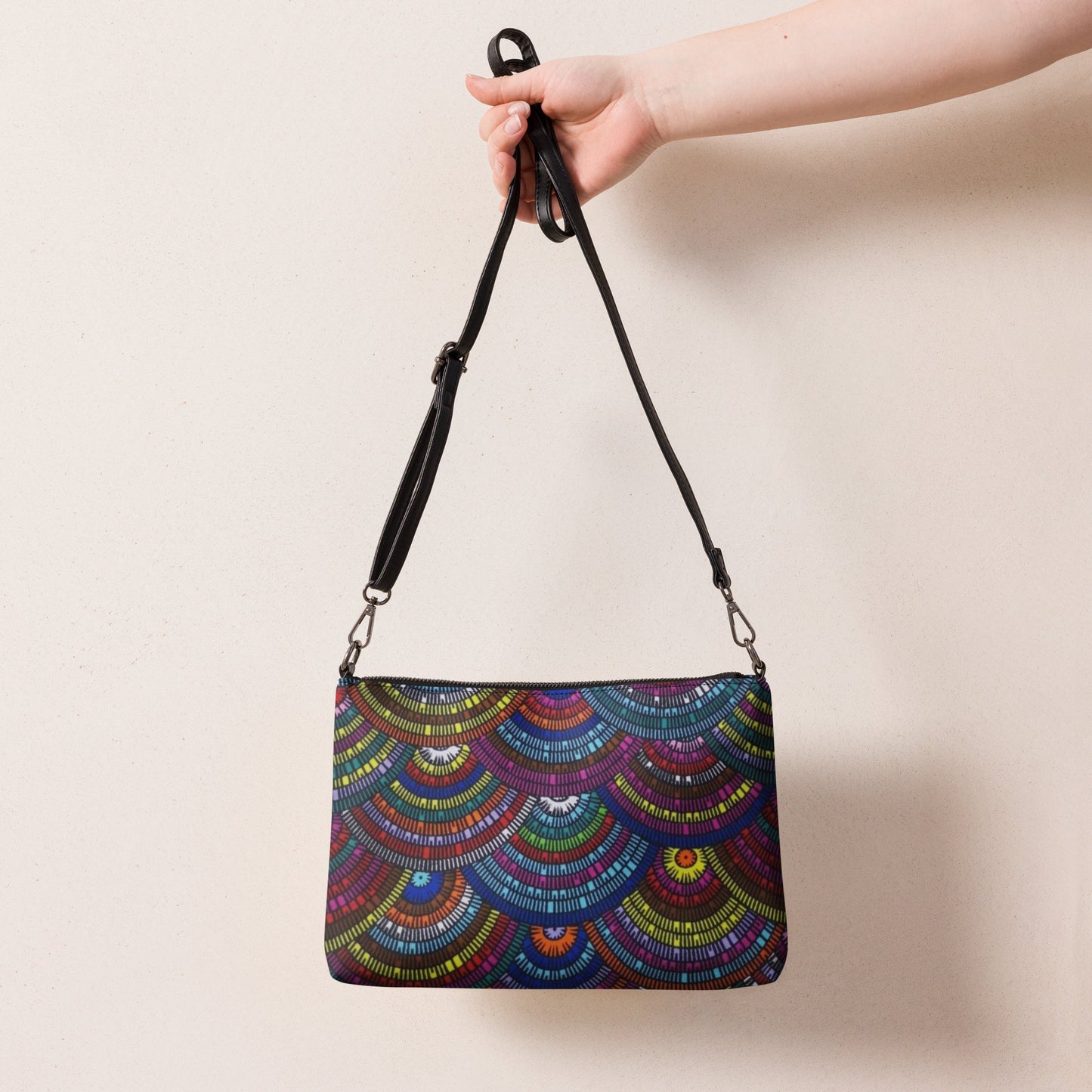 Multicolour Half Circle Ankara Crossbody Bag