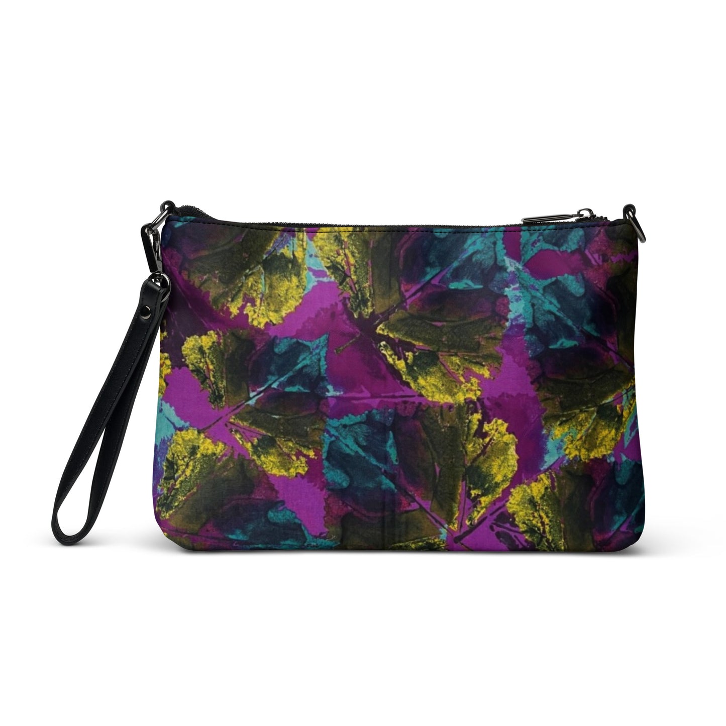 Multicolour Leaves On Purple Ankara Crossbody Bag