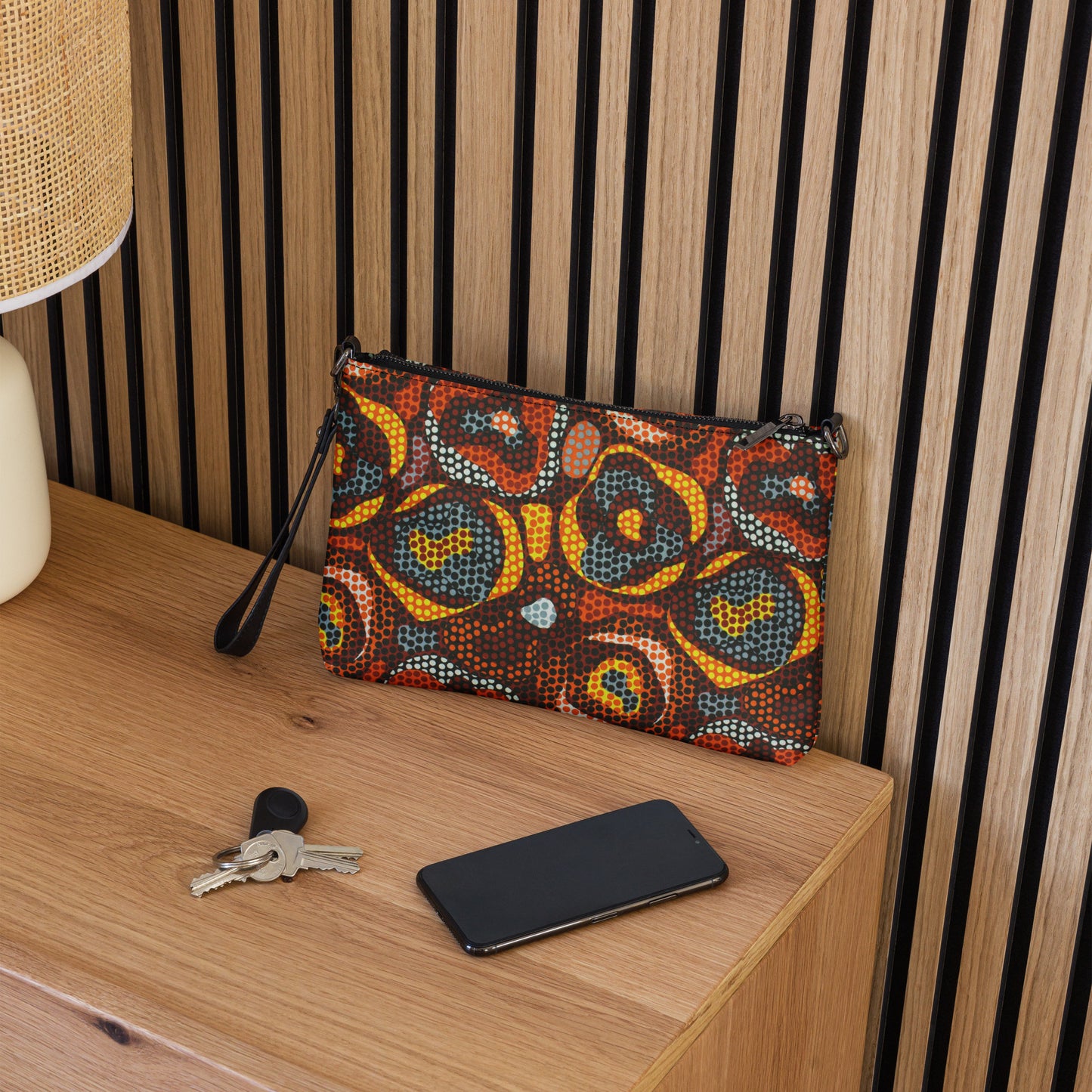 Multicoloured Orange Abstract Ankara Crossbody Bag