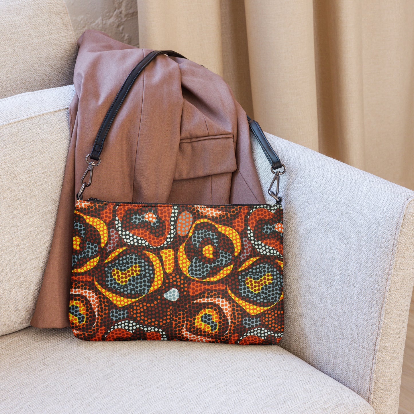 Multicoloured Orange Abstract Ankara Crossbody Bag