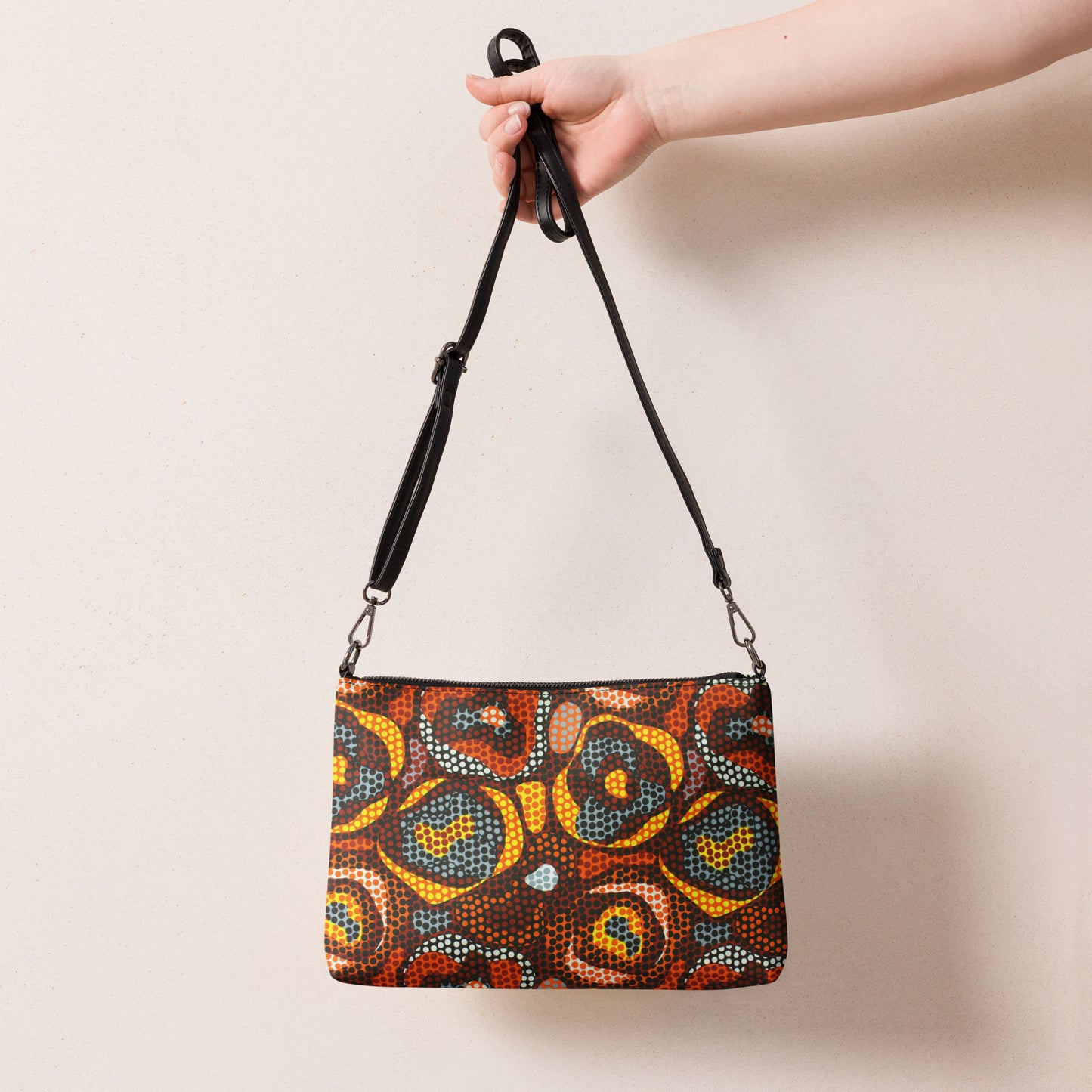 Multicoloured Orange Abstract Ankara Crossbody Bag