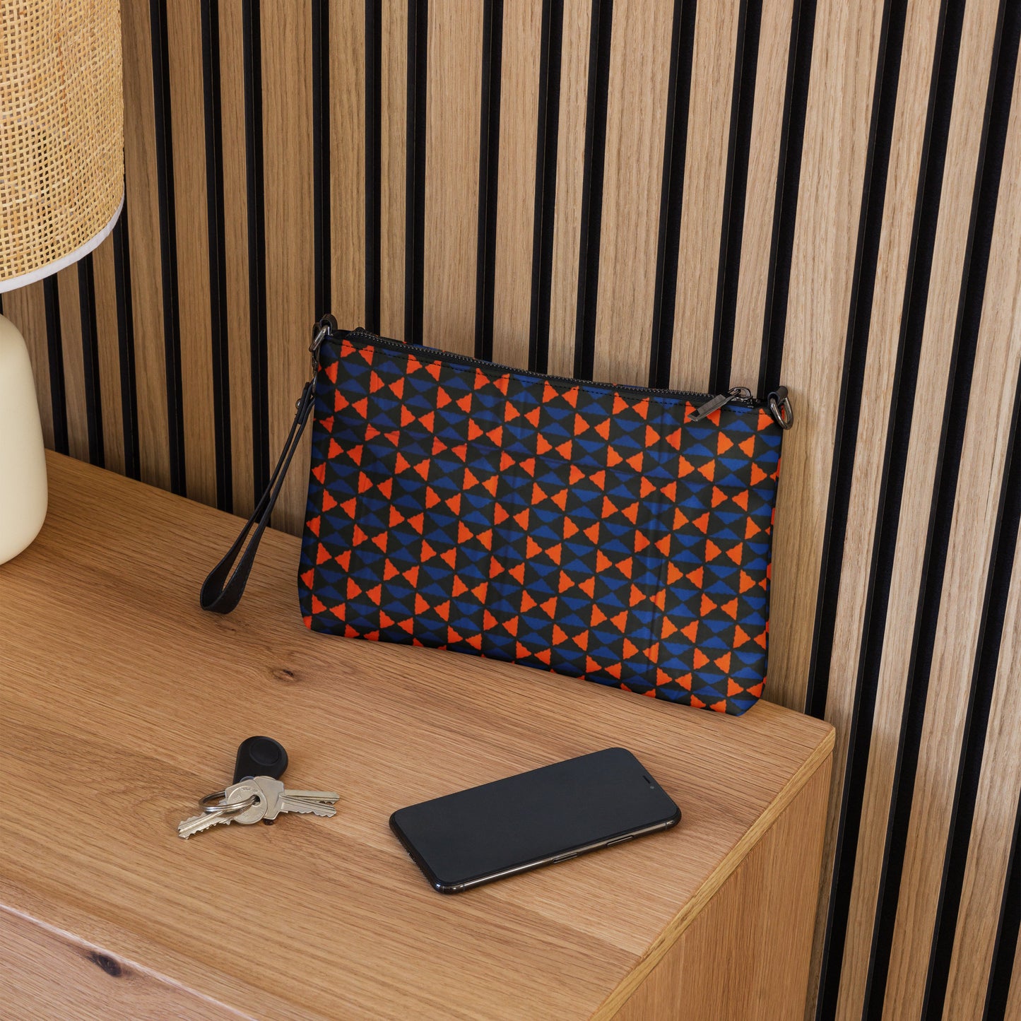 Orange & Blue Triangle Ankara Crossbody Bag