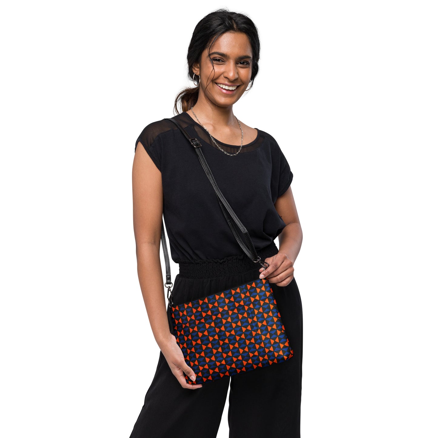 Orange & Blue Triangle Ankara Crossbody Bag