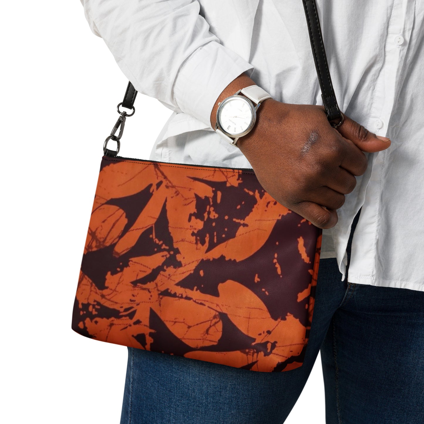 Orange Adire Crossbody Bag