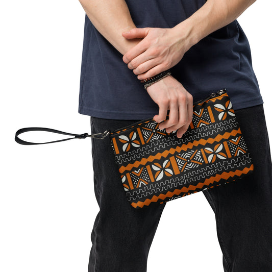 Orange Black & White Bogolan Ankara Crossbody Bag