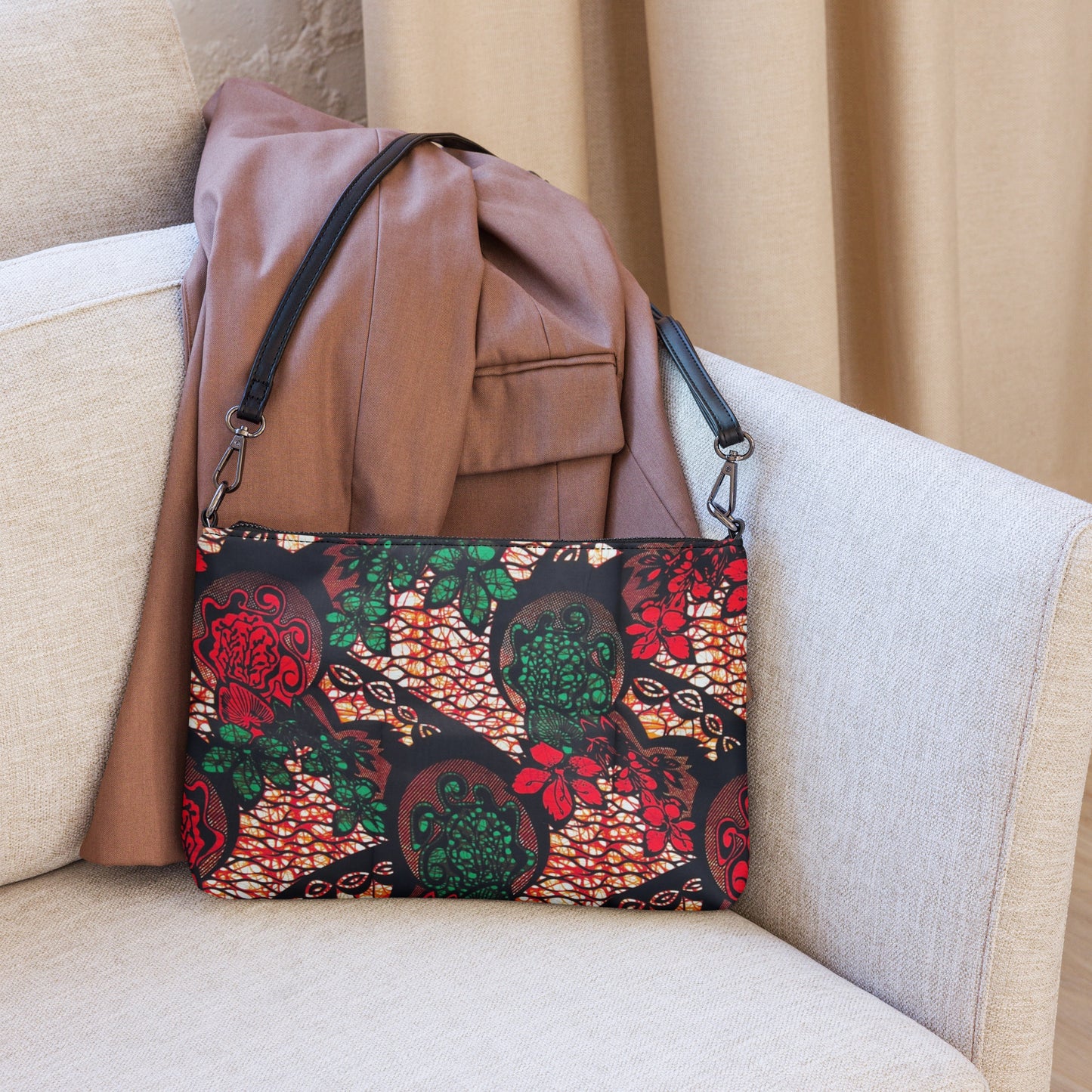 Orange Green Brown Ankara Crossbody Bag