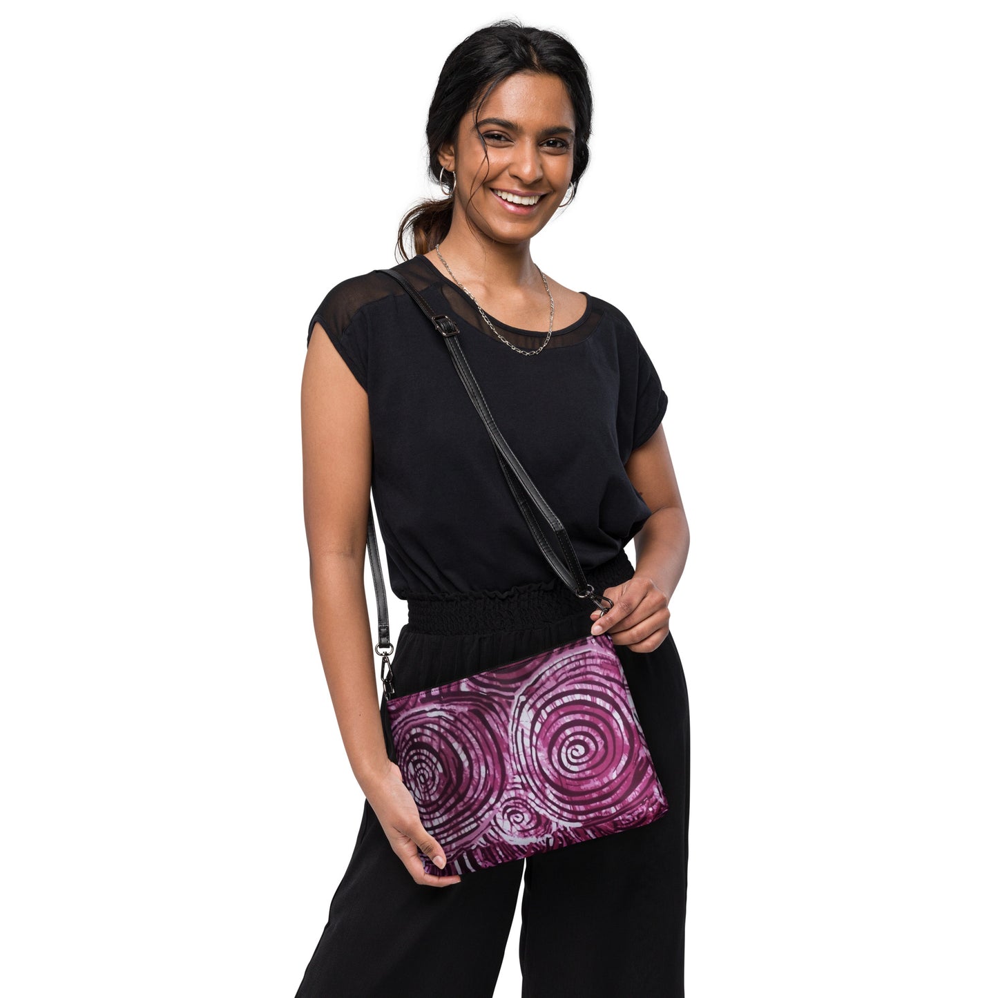 Pink Swirls Adire Crossbody Bag