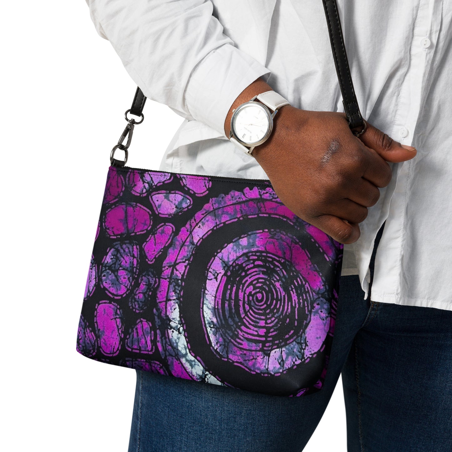 Purple Black Ankara Crossbody Bag